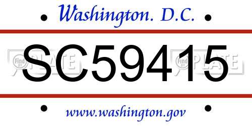 SC59415 District Of Columbia License Plate