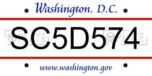 SC5D574 District Of Columbia License Plate
