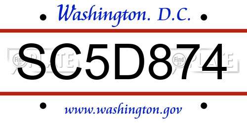 SC5D874 District Of Columbia License Plate