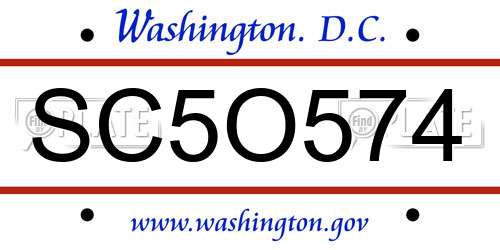 SC5O574 District Of Columbia License Plate