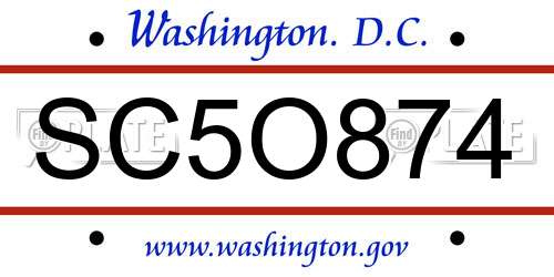 SC5O874 District Of Columbia License Plate