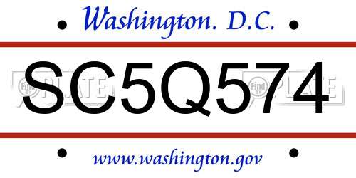 SC5Q574 District Of Columbia License Plate