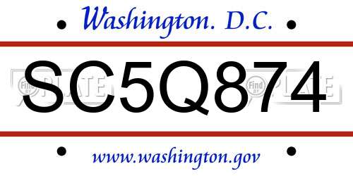 SC5Q874 District Of Columbia License Plate