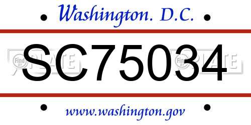 SC75034 District Of Columbia License Plate