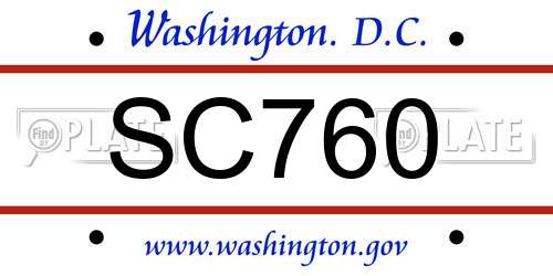 SC760 District Of Columbia License Plate