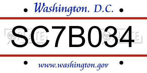 SC7B034 District Of Columbia License Plate