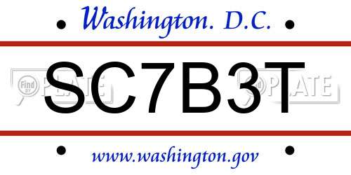SC7B3T District Of Columbia License Plate