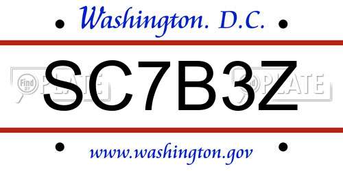SC7B3Z District Of Columbia License Plate