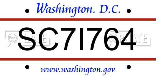 SC7I764 District Of Columbia License Plate