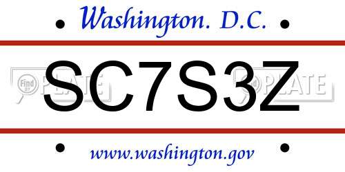 SC7S3Z District Of Columbia License Plate
