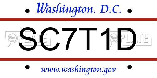 SC7T1D District Of Columbia License Plate