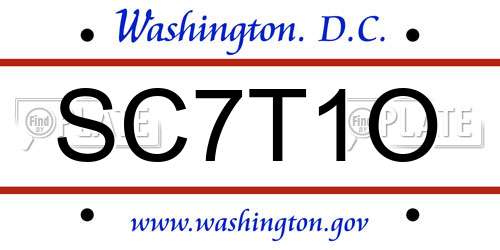 SC7T1O District Of Columbia License Plate