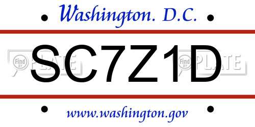 SC7Z1D District Of Columbia License Plate