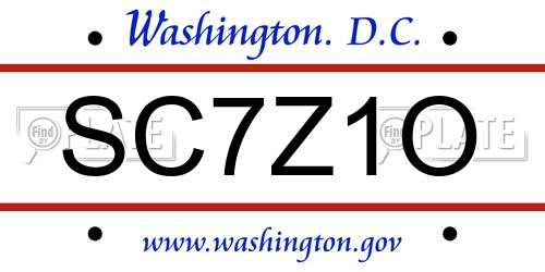 SC7Z1O District Of Columbia License Plate