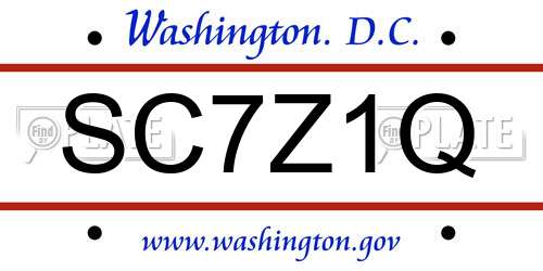 SC7Z1Q District Of Columbia License Plate
