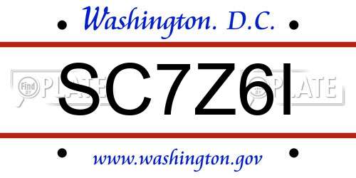 SC7Z6I District Of Columbia License Plate
