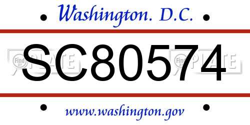 SC80574 District Of Columbia License Plate