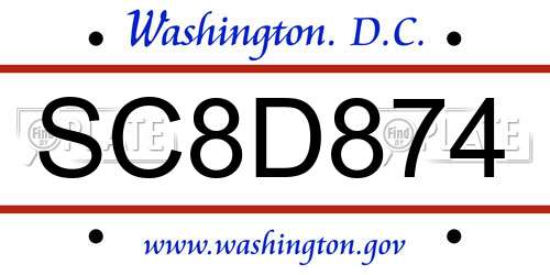 SC8D874 District Of Columbia License Plate
