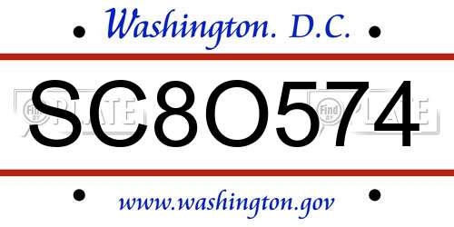 SC8O574 District Of Columbia License Plate