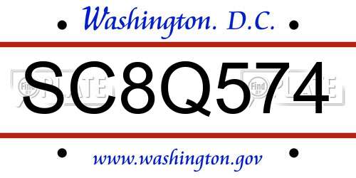 SC8Q574 District Of Columbia License Plate