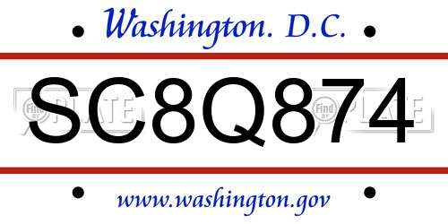 SC8Q874 District Of Columbia License Plate