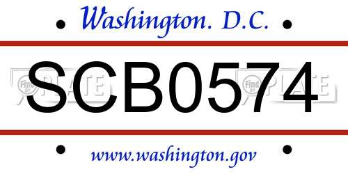 SCB0574 District Of Columbia License Plate