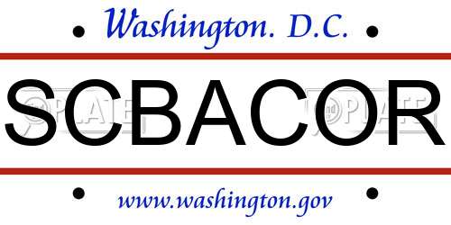 SCBACOR District Of Columbia License Plate