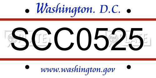 SCC0525 District Of Columbia License Plate