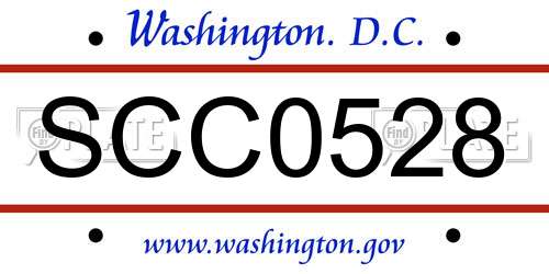 SCC0528 District Of Columbia License Plate