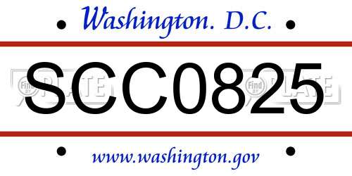 SCC0825 District Of Columbia License Plate
