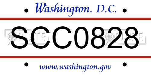 SCC0828 District Of Columbia License Plate