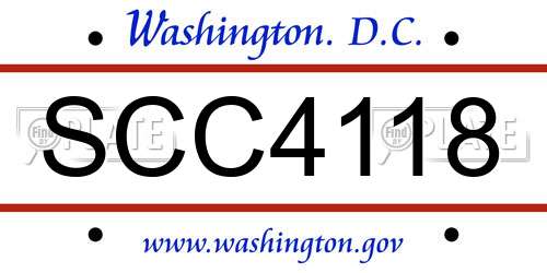 SCC4118 District Of Columbia License Plate