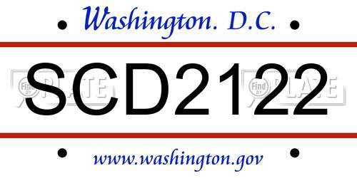 SCD2122 District Of Columbia License Plate