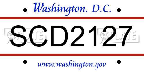 SCD2127 District Of Columbia License Plate