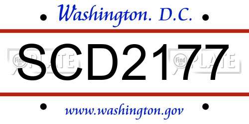 SCD2177 District Of Columbia License Plate