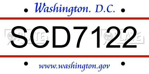 SCD7122 District Of Columbia License Plate