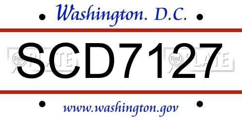 SCD7127 District Of Columbia License Plate