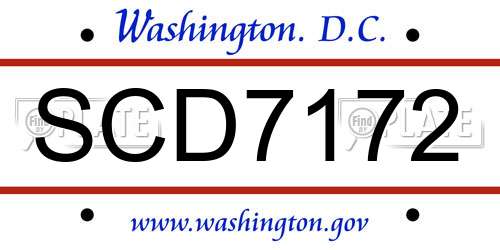 SCD7172 District Of Columbia License Plate