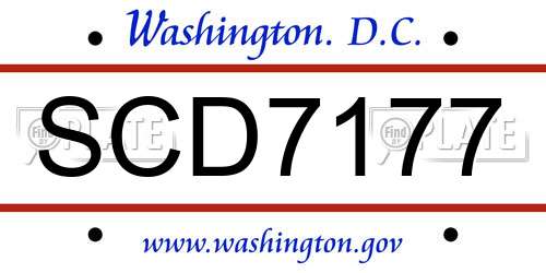 SCD7177 District Of Columbia License Plate
