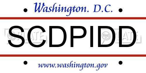 SCDPIDD District Of Columbia License Plate