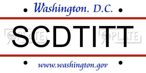 SCDTITT District Of Columbia License Plate