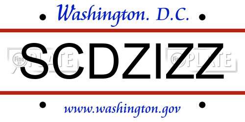SCDZIZZ District Of Columbia License Plate
