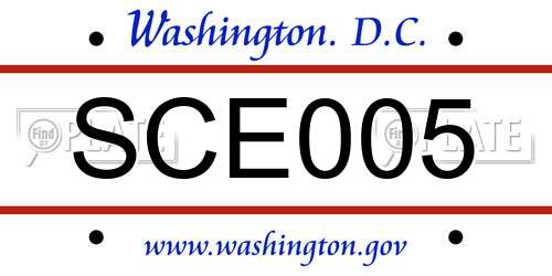 SCE005 District Of Columbia License Plate