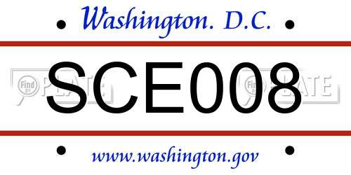 SCE008 District Of Columbia License Plate