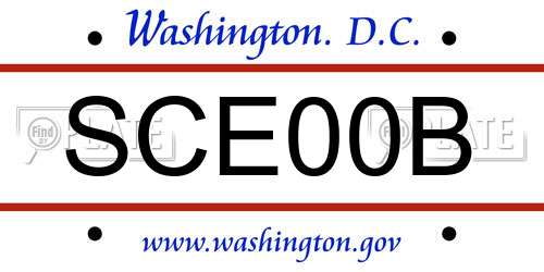 SCE00B District Of Columbia License Plate