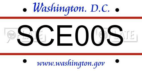 SCE00S District Of Columbia License Plate