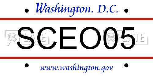 SCEO05 District Of Columbia License Plate