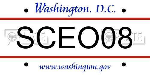 SCEO08 District Of Columbia License Plate