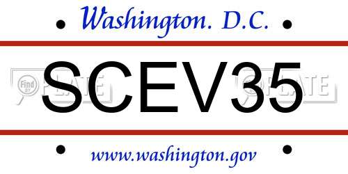 SCEV35 District Of Columbia License Plate