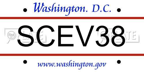 SCEV38 District Of Columbia License Plate